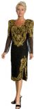Sweetheart Neck Knee Length Formal Beaded Dress with Keyhole in Black/Gold